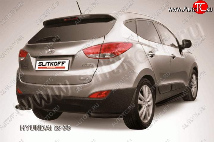 5 799 р. Защита заднего бампера из уголков d57 Slitkoff  Hyundai IX35  LM (2009-2018) дорестайлинг, рестайлинг (Цвет: серебристый)  с доставкой в г. Пермь