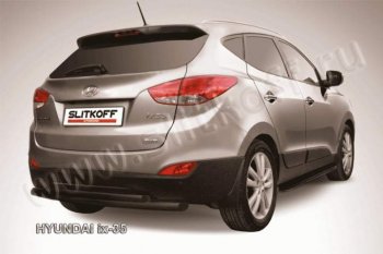 Защита заднего бампера из труб d57+d42 Slitkoff Hyundai IX35  LM (2009-2018) дорестайлинг, рестайлинг