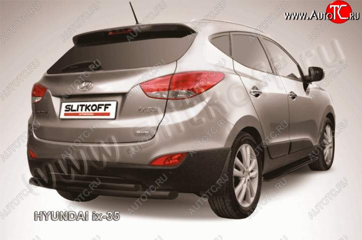 7 999 р. Защита заднего бампера из труб d57+d42 Slitkoff  Hyundai IX35  LM (2009-2018) дорестайлинг, рестайлинг (Цвет: серебристый)  с доставкой в г. Пермь