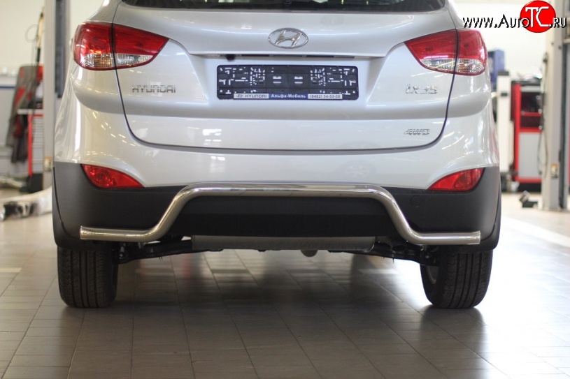 6 899 р. Защита заднего бампера из трубы диаметром 51 мм Petroil Tuning Hyundai IX35 LM дорестайлинг (2009-2013) (Нержавеющая полированная сталь)  с доставкой в г. Пермь