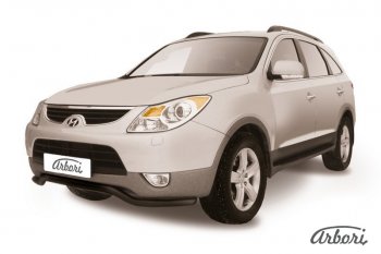 Защита переднего бампера Arbori (волна, черная, 1 труба d57 mm). Hyundai IX55  EN (2006-2013)