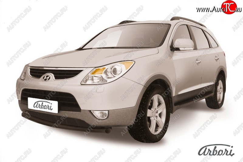 7 199 р. Защита переднего бампера Arbori (черная, 2 трубы d57 и 57 mm)  Hyundai IX55  EN (2006-2013)  с доставкой в г. Пермь