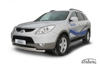 Защита переднего бампера Arbori (нержавейка, 2 трубы d57 и 42 mm) Hyundai IX55  EN (2006-2013)