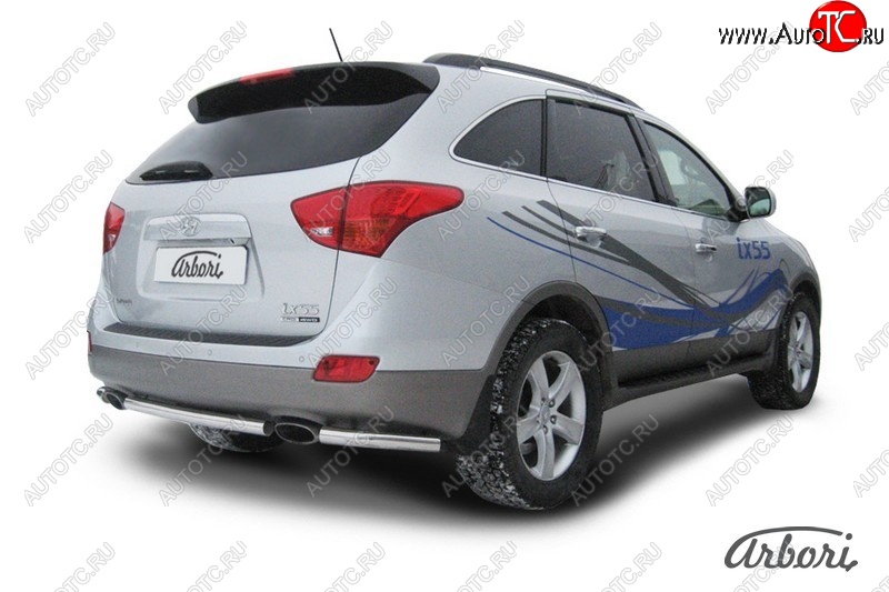 6 749 р. Защита заднего бампера Arbori (короткая, нержавейка, 1 труба d57 mm). Hyundai IX55 EN (2006-2013)  с доставкой в г. Пермь