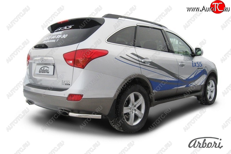6 929 р. Защита заднего бампера Arbori (уголки, нержавейка, 1 труба d57 mm). Hyundai IX55 EN (2006-2013)  с доставкой в г. Пермь