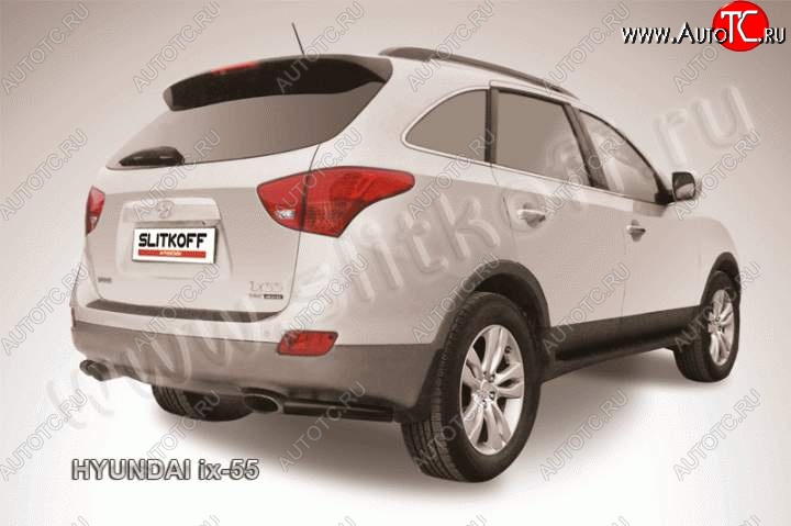 4 949 р. Защита заднего бампера из уголков d57 Slitkoff  Hyundai IX55  EN (2006-2013) (Цвет: серебристый)  с доставкой в г. Пермь