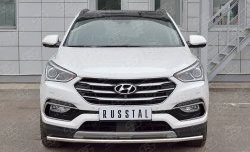 Защита переднего бампера (Ø42 мм, нержавейка, Premium) SLITKOFF Hyundai Santa Fe  DM (2015-2019) рестайлинг