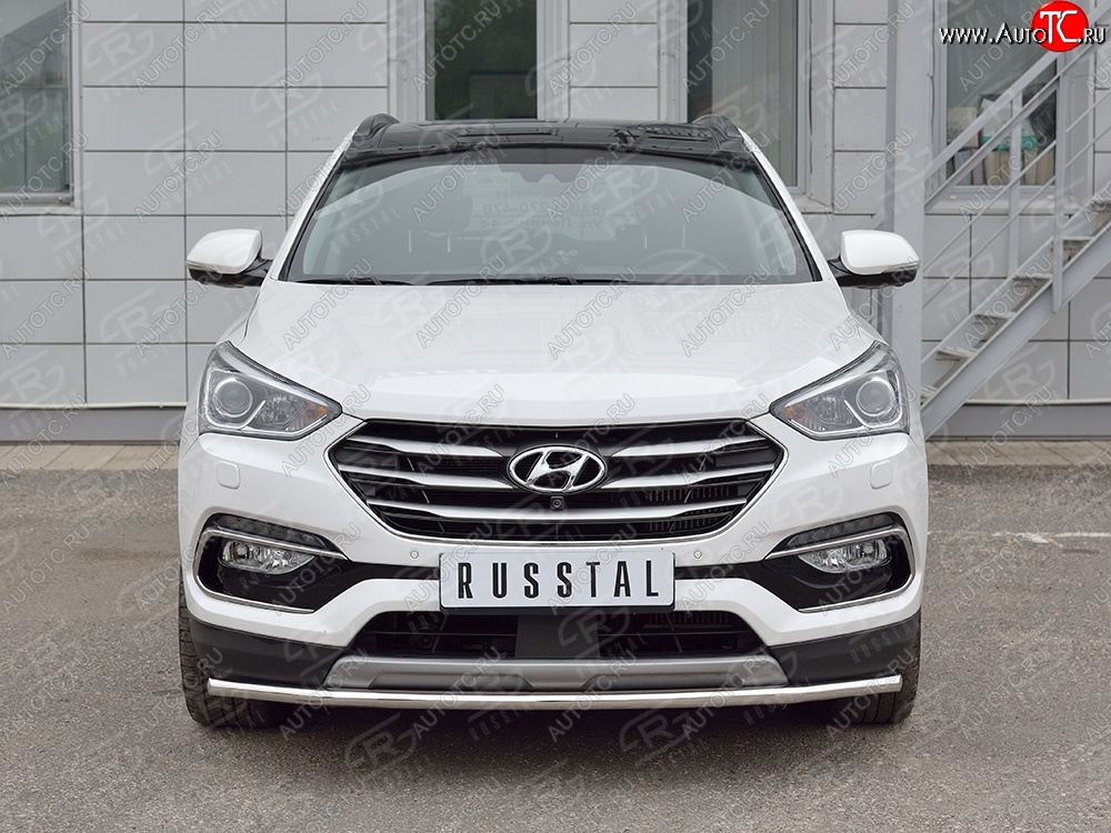 13 949 р. Защита переднего бампера (Ø42 мм, нержавейка, Premium) SLITKOFF  Hyundai Santa Fe  DM (2015-2019) рестайлинг  с доставкой в г. Пермь