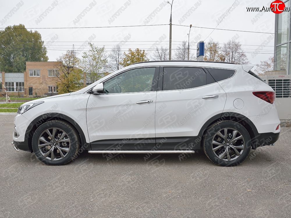 24 649 р. Широкая защита порогов с трубой диаметром 42 мм Premium SLITKOFF  Hyundai Santa Fe  DM (2015-2019) рестайлинг  с доставкой в г. Пермь