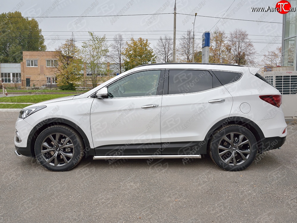 25 549 р. Защита порогов из круглой трубы диаметром 63 мм PREMIUM SLITKOFF  Hyundai Santa Fe  DM (2015-2019) рестайлинг  с доставкой в г. Пермь