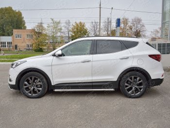 23 599 р. Защита порогов из круглой трубы диаметром 63 мм PREMIUM SLITKOFF v2  Hyundai Santa Fe  DM (2015-2019) рестайлинг  с доставкой в г. Пермь. Увеличить фотографию 2