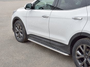 22 999 р. Широкая защита порогов с трубой диаметром 42 мм PREMIUM SLITKOFF v2  Hyundai Santa Fe  DM (2015-2019) рестайлинг  с доставкой в г. Пермь. Увеличить фотографию 2
