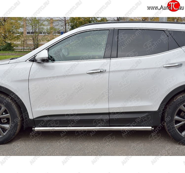 23 599 р. Защита порогов из круглой трубы диаметром 63 мм PREMIUM SLITKOFF v2  Hyundai Santa Fe  DM (2015-2019) рестайлинг  с доставкой в г. Пермь
