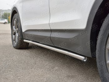 17 299 р. Защита порогов из круглой трубы d42 мм PREMIUM SLITKOFF v3  Hyundai Santa Fe  DM (2015-2019) рестайлинг  с доставкой в г. Пермь. Увеличить фотографию 2