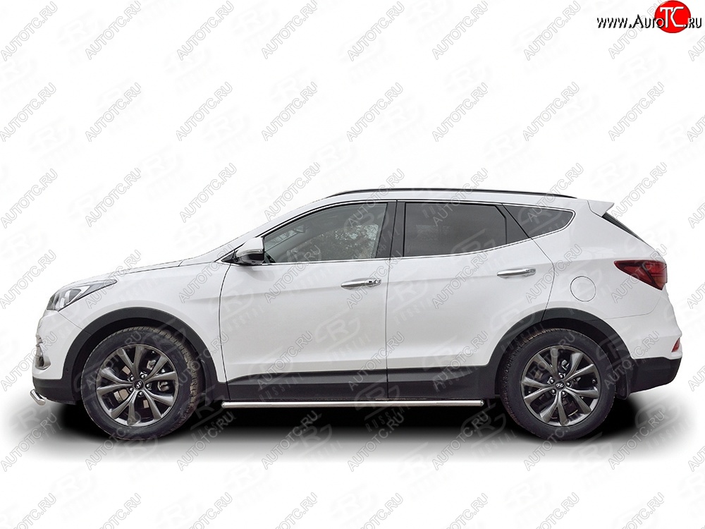17 299 р. Защита порогов из круглой трубы d42 мм PREMIUM SLITKOFF v3  Hyundai Santa Fe  DM (2015-2019) рестайлинг  с доставкой в г. Пермь