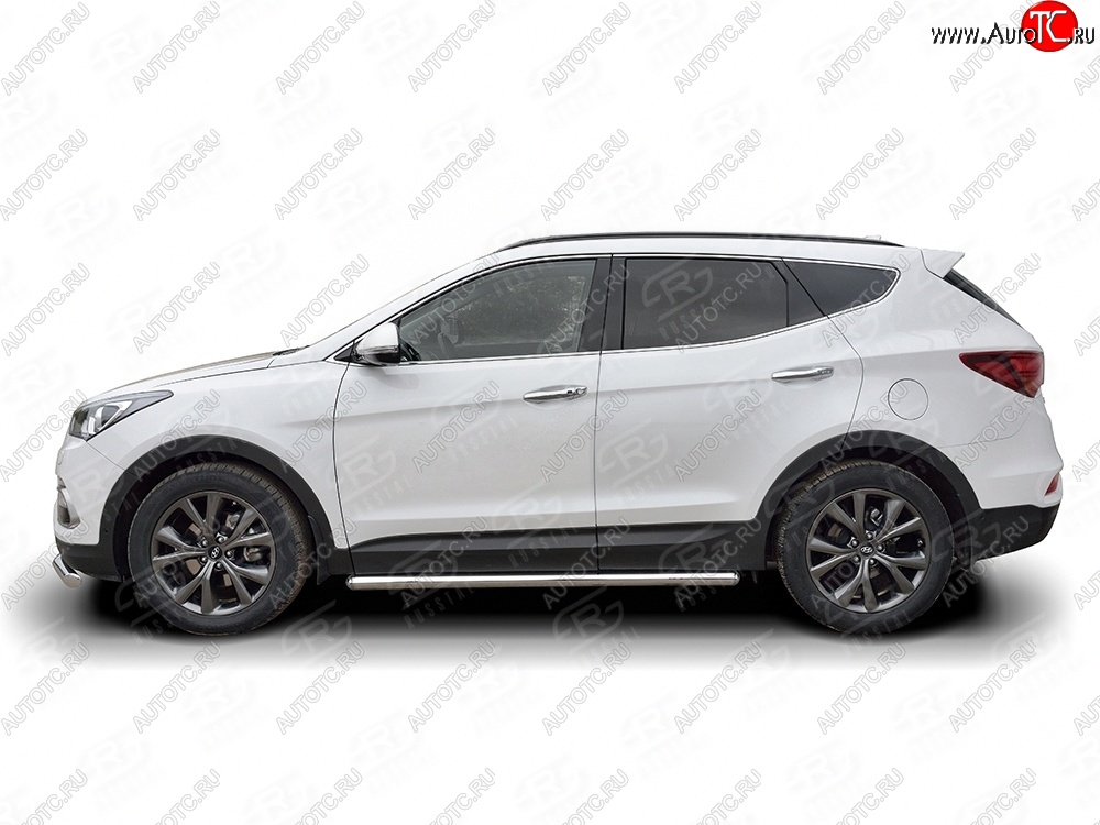 25 549 р. Защита порогов из круглой трубы диаметром 63 мм PREMIUM SLITKOFF v3  Hyundai Santa Fe  DM (2015-2019) рестайлинг  с доставкой в г. Пермь