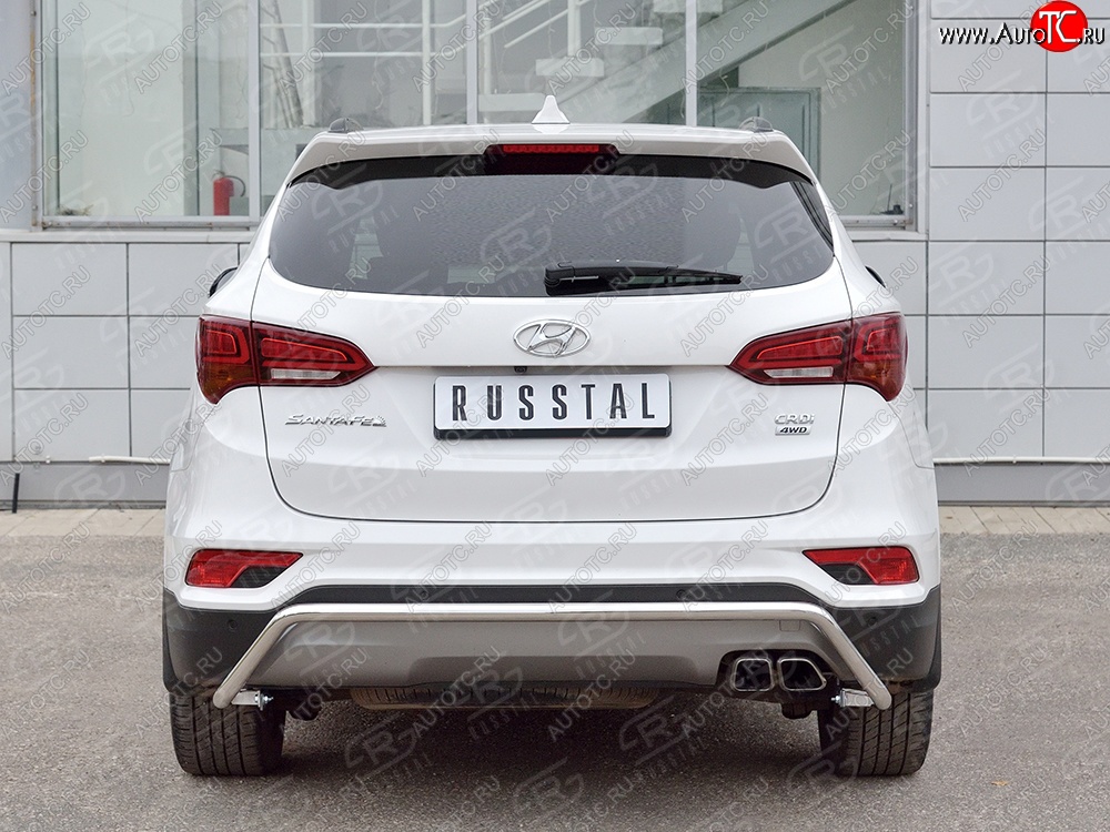 15 849 р. Защита заднего бампера (Ø42 мм волна, нержавейка, Premium) SLITKOFF  Hyundai Santa Fe  DM (2015-2019) рестайлинг  с доставкой в г. Пермь