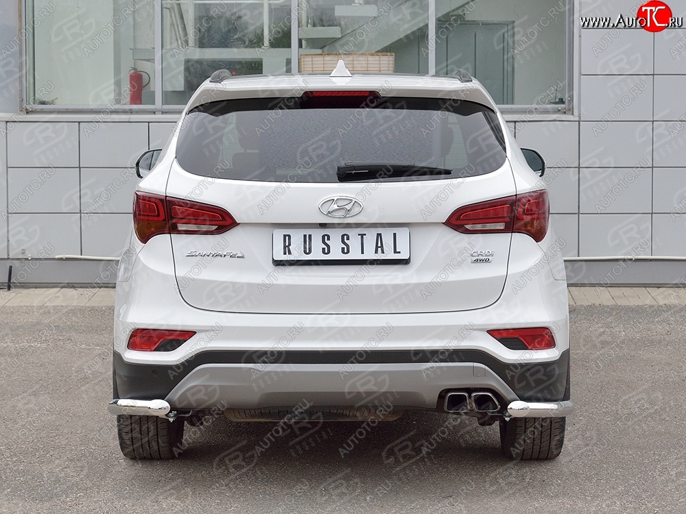 15 699 р. Защита заднего бампера (Ø63 мм уголки, нержавейка, Premium) SLITKOFF  Hyundai Santa Fe  DM (2015-2019) рестайлинг  с доставкой в г. Пермь