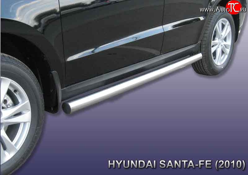 15 549 р. Защита порогов из круглой трубы диаметром 76 мм Slitkoff Hyundai Santa Fe CM рестайлинг (2009-2012) (Нержавейка, Полированная)  с доставкой в г. Пермь