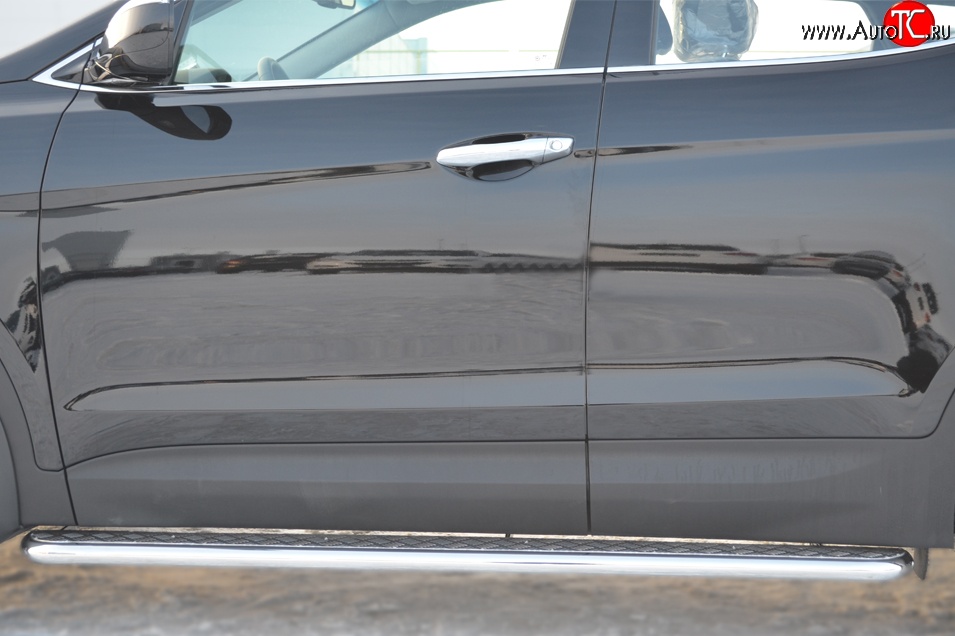 24 649 р. Широкая защита порогов SLITKOFF  Hyundai Santa Fe  DM (2012-2016) дорестайлинг  с доставкой в г. Пермь