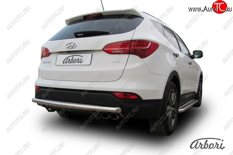13 769 р. Защита заднего бампера Arbori (нержавейка, 1 труба d57 mm).  Hyundai Santa Fe  DM (2012-2016) дорестайлинг  с доставкой в г. Пермь