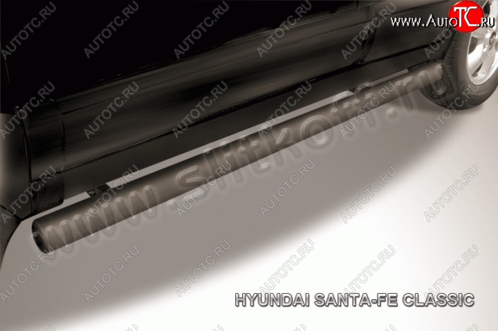 10 599 р. Защита порогов из трубы d76 Slitkoff  Hyundai Santa Fe  SM (2000-2012) (Цвет: серебристый)  с доставкой в г. Пермь