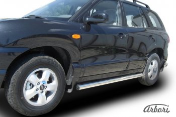 Защита штатных порогов Arbori (нержавейка, d76 mm). Hyundai Santa Fe  SM (2000-2012)