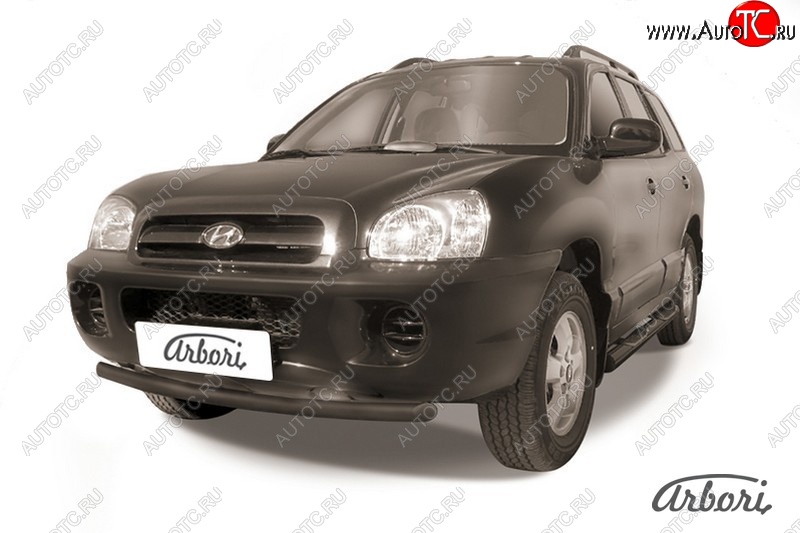 5 669 р. Защита переднего бампера Arbori (черная, 1 труба d57 mm). Hyundai Santa Fe SM (2000-2012)  с доставкой в г. Пермь