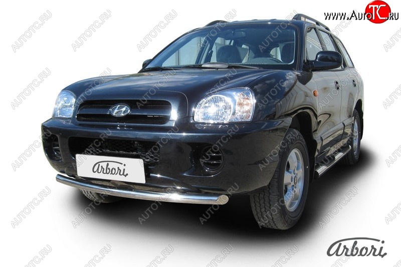 10 709 р. Защита переднего бампера Arbori (нержавейка, 1 труба d57 mm). Hyundai Santa Fe SM (2000-2012)  с доставкой в г. Пермь