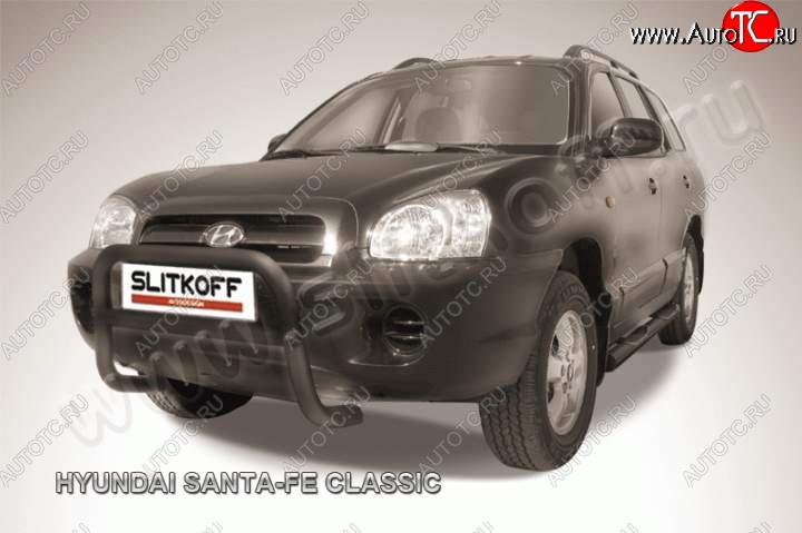16 899 р. Кенгурятник d57 Slitkoff (низкий) Hyundai Santa Fe SM (2000-2012) (Цвет: серебристый)  с доставкой в г. Пермь