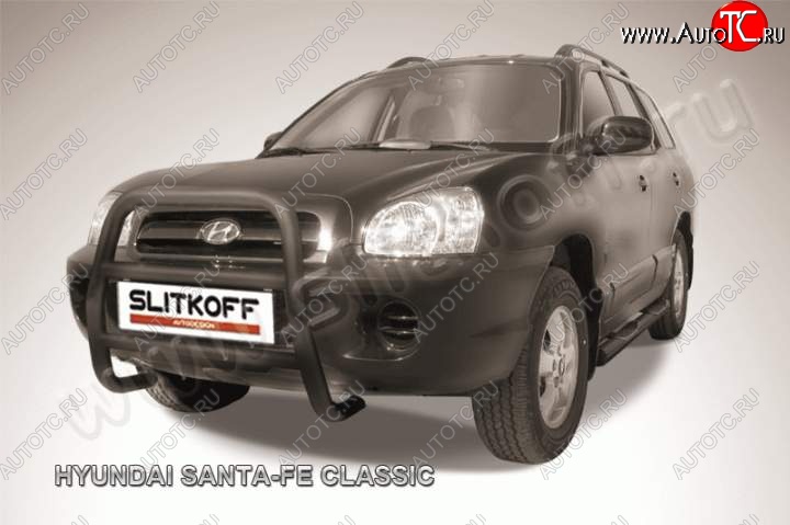 18 449 р. Кенгурятник d57 Slitkoff (высокий) Hyundai Santa Fe SM (2000-2012) (Цвет: серебристый)  с доставкой в г. Пермь