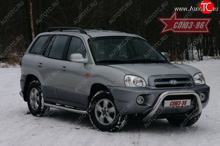 17 684 р. Защита переднего бампера Souz-96 (d76) Hyundai Santa Fe SM (2000-2012)  с доставкой в г. Пермь