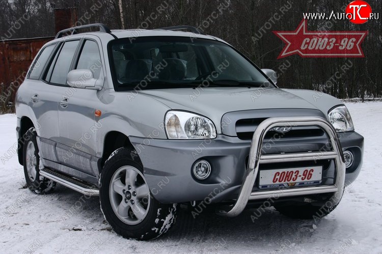 17 369 р. Защита переднего бампера Souz-96 (d76) Hyundai Santa Fe SM (2000-2012)  с доставкой в г. Пермь