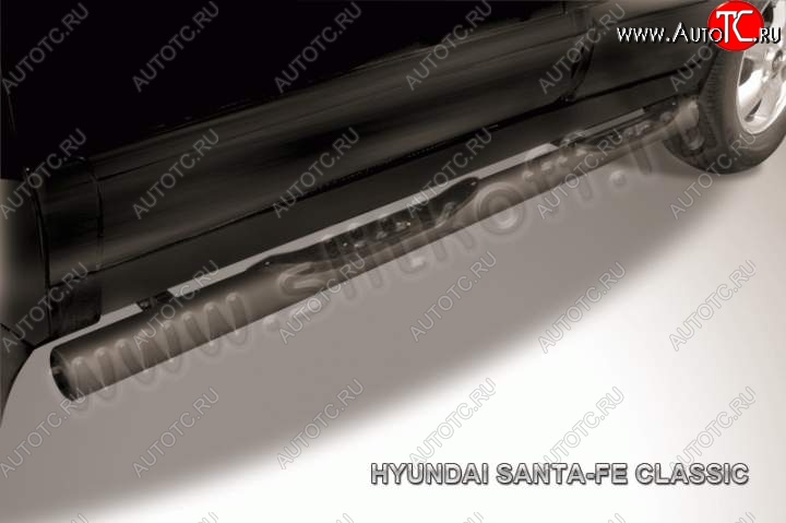 12 399 р. Защита порогов из трубы d76 Slitkoff (с проступью)  Hyundai Santa Fe  SM (2000-2012) (Цвет: серебристый)  с доставкой в г. Пермь