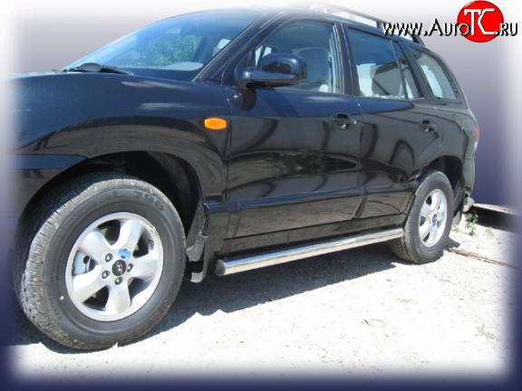 14 999 р. Защита порогов из круглой трубы диаметром 76 мм Slitkoff  Hyundai Santa Fe  SM (2000-2012) (Нержавейка, Полированная)  с доставкой в г. Пермь