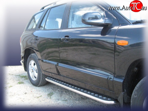 16 999 р. Широкая защита порогов с трубой диаметром 42 мм Slitkoff  Hyundai Santa Fe  SM (2000-2012)  с доставкой в г. Пермь