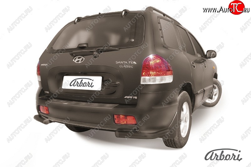 5 399 р. Защита заднего бампера Arbori (уголки, черная, 1 труба d57 mm). Hyundai Santa Fe SM (2000-2012)  с доставкой в г. Пермь