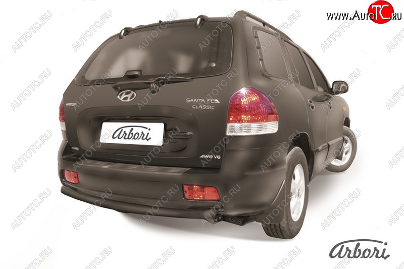 5 399 р. Защита заднего бампера Arbori (черная, 1 труба d57 mm). Hyundai Santa Fe SM (2000-2012)  с доставкой в г. Пермь