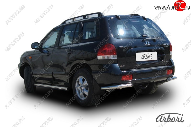 7 289 р. Защита заднего бампера Arbori (уголки, нержавейка, 1 труба d57 mm). Hyundai Santa Fe SM (2000-2012)  с доставкой в г. Пермь