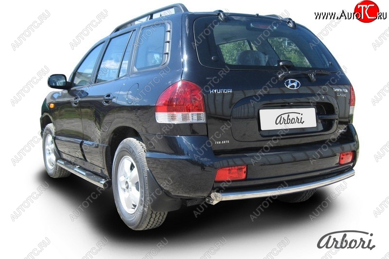 6 389 р. Защита заднего бампера Arbori (нержавейка, 1 труба d57 mm). Hyundai Santa Fe SM (2000-2012)  с доставкой в г. Пермь