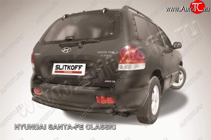 4 549 р. Защита заднего бампера из трубы d57 Slitkoff (дуга) Hyundai Santa Fe SM (2000-2012) (Цвет: серебристый)  с доставкой в г. Пермь