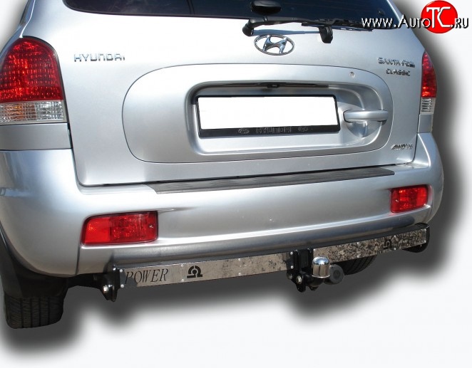 8 099 р. Фаркоп Лидер Плюс (с нержавеющей пластиной)  Hyundai Santa Fe  SM (2000-2012) (Без электропакета)  с доставкой в г. Пермь