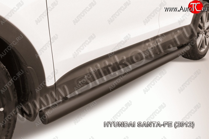 12 399 р. Защита порогов из трубы d76 Slitkoff  Hyundai Santa Fe  DM (2012-2016) дорестайлинг (Цвет: серебристый)  с доставкой в г. Пермь