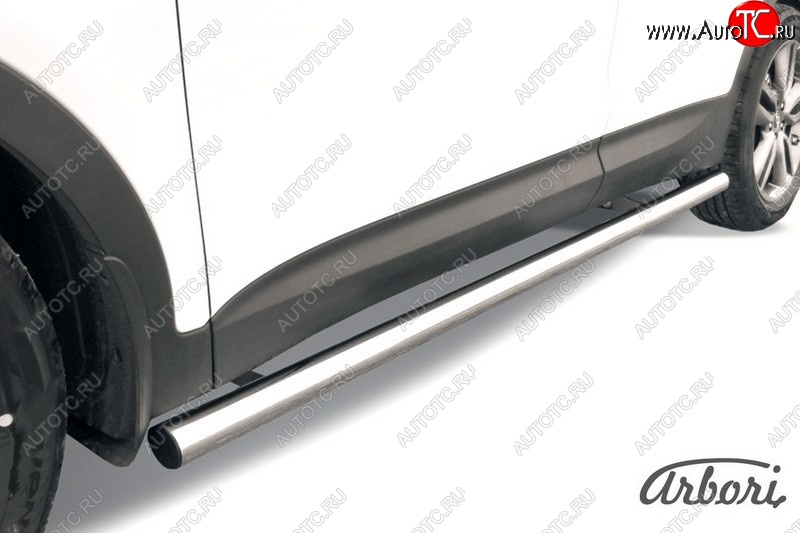 15 839 р. Защита штатных порогов Arbori (нержавейка, d57 mm). Hyundai Santa Fe DM дорестайлинг (2012-2016)  с доставкой в г. Пермь