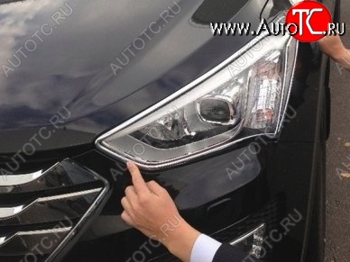 4 199 р. Накладки на фары СТ v2 Hyundai Santa Fe DM дорестайлинг (2012-2016) (Неокрашенные)  с доставкой в г. Пермь