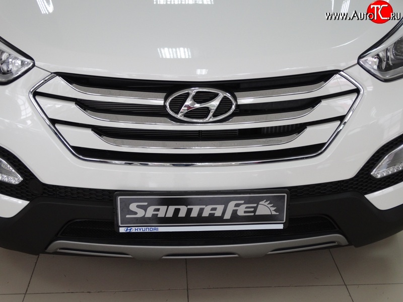 1 469 р. Сетка на бампер Russtal (черная) Hyundai Santa Fe DM дорестайлинг (2012-2016)  с доставкой в г. Пермь