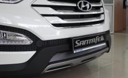 1 539 р. Сетка на бампер Russtal (хром) Hyundai Santa Fe DM дорестайлинг (2012-2016)  с доставкой в г. Пермь. Увеличить фотографию 3