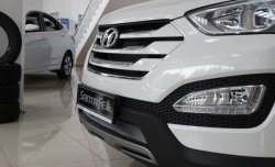 1 539 р. Сетка на бампер Russtal (хром) Hyundai Santa Fe DM дорестайлинг (2012-2016)  с доставкой в г. Пермь. Увеличить фотографию 4