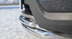 17 999 р. Защита переднего бампера (2 трубыØ63 и 42 мм, нержавейка) SLITKOFF  Hyundai Santa Fe  DM (2012-2016) дорестайлинг  с доставкой в г. Пермь. Увеличить фотографию 3