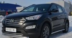 17 999 р. Защита переднего бампера (2 трубыØ63 и 42 мм, нержавейка) SLITKOFF  Hyundai Santa Fe  DM (2012-2016) дорестайлинг  с доставкой в г. Пермь. Увеличить фотографию 4